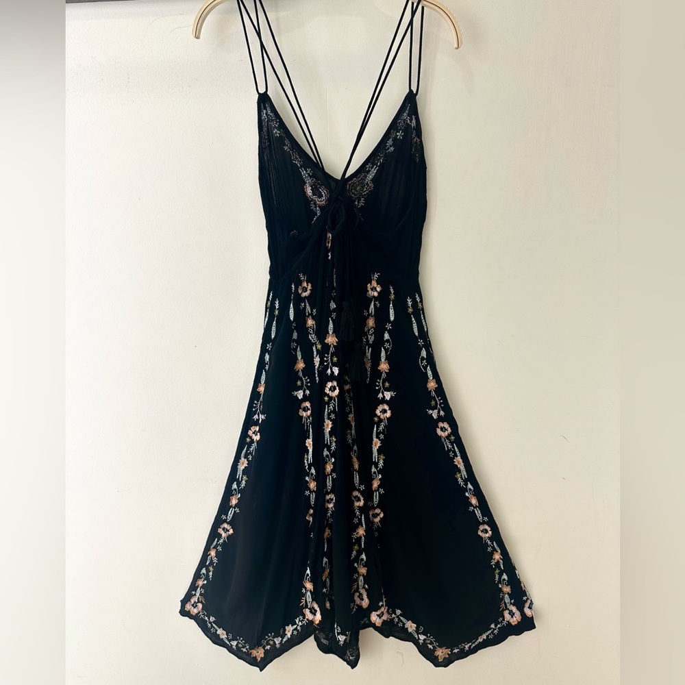 Free People Embroidered black Gauze Dress - Picture 7 of 9